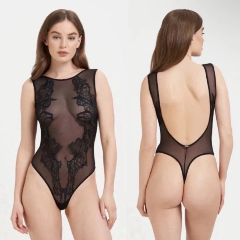 New! Bluebella Etienne Black Plunge Back Bodysuit 1906